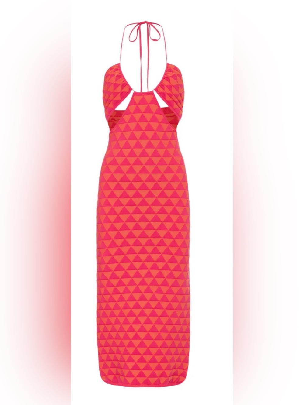 Sleeveless Pink-Orange Geometric Bodycon Dress